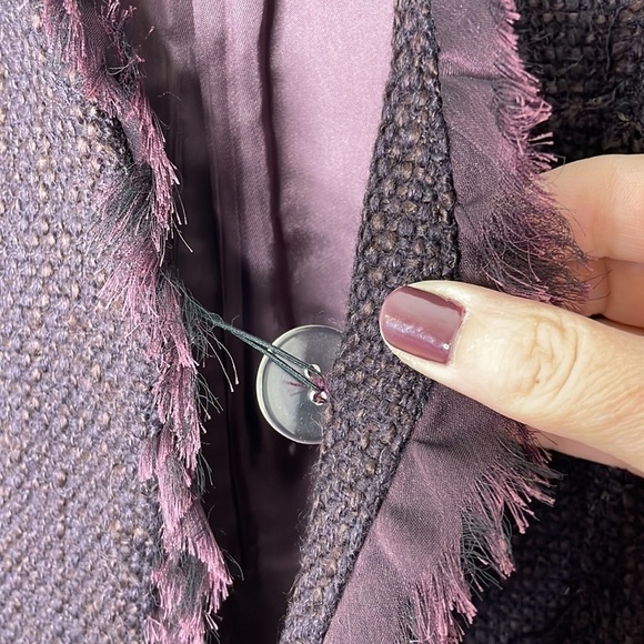 IRIS eggplant tweed fringe blazer - Picture 7 of 10